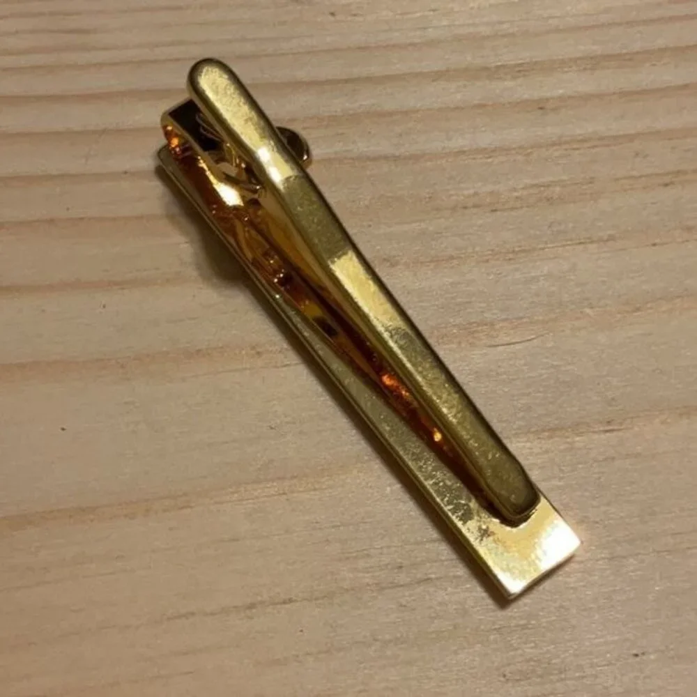Gold Tie Clip With Black Enamel Accent